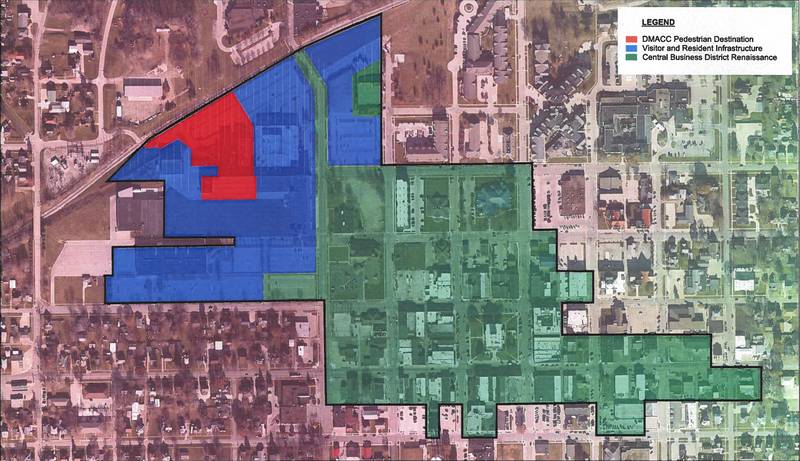 The Newton Legacy Reinvestment District encompasses properties owned by DMACC and the Newton downtown.