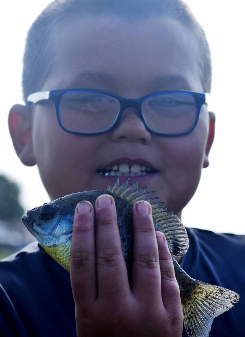 Young anglers catch bluegills and bass (and sometimes softshell turtles) during the Youth Fishing Derby on June 3 at Quarry Springs in Colfax.