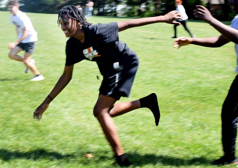 Eighth-grade students at Berg Middle School celebrate their last day as middle schoolers on May 26 by participating in carnival activities.