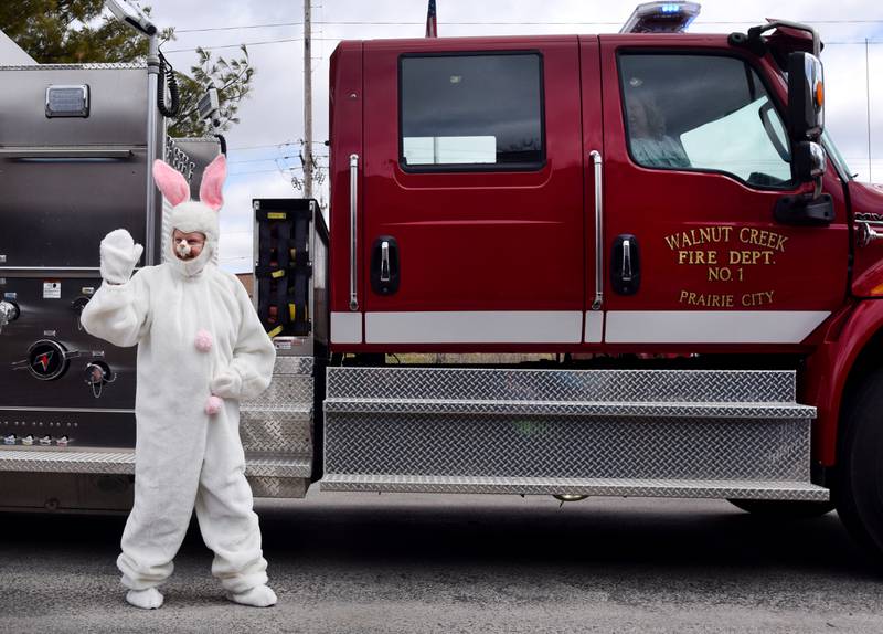 The Easter Bunny greets kids and families during the Spring Celebration on April 2 at the Prairie City Community Building.