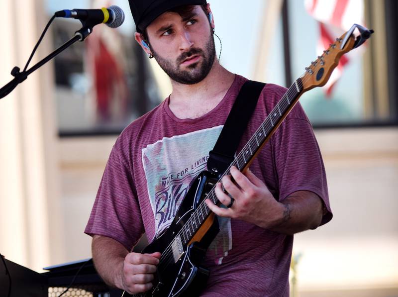 Sean Feucht performs during the inaugural Fierce Faith Music Worship Fest on June 19 in downtown Newton.