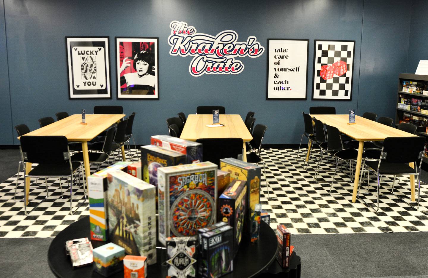 Gamers are encouraged to meet at The Kraken's Crate, 309 W. Fourth St. N., for board games, trading card games and role-playing games. The shop located at Legacy Plaza in Newton.