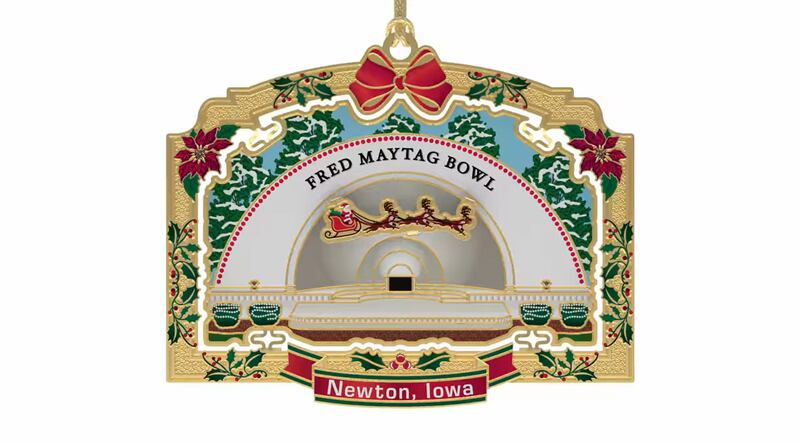 Main Street ornaments featuring the Fred Maytag Bowl in Newton are still available for purchase at Farmer's Wife and Farmhouse Creation.