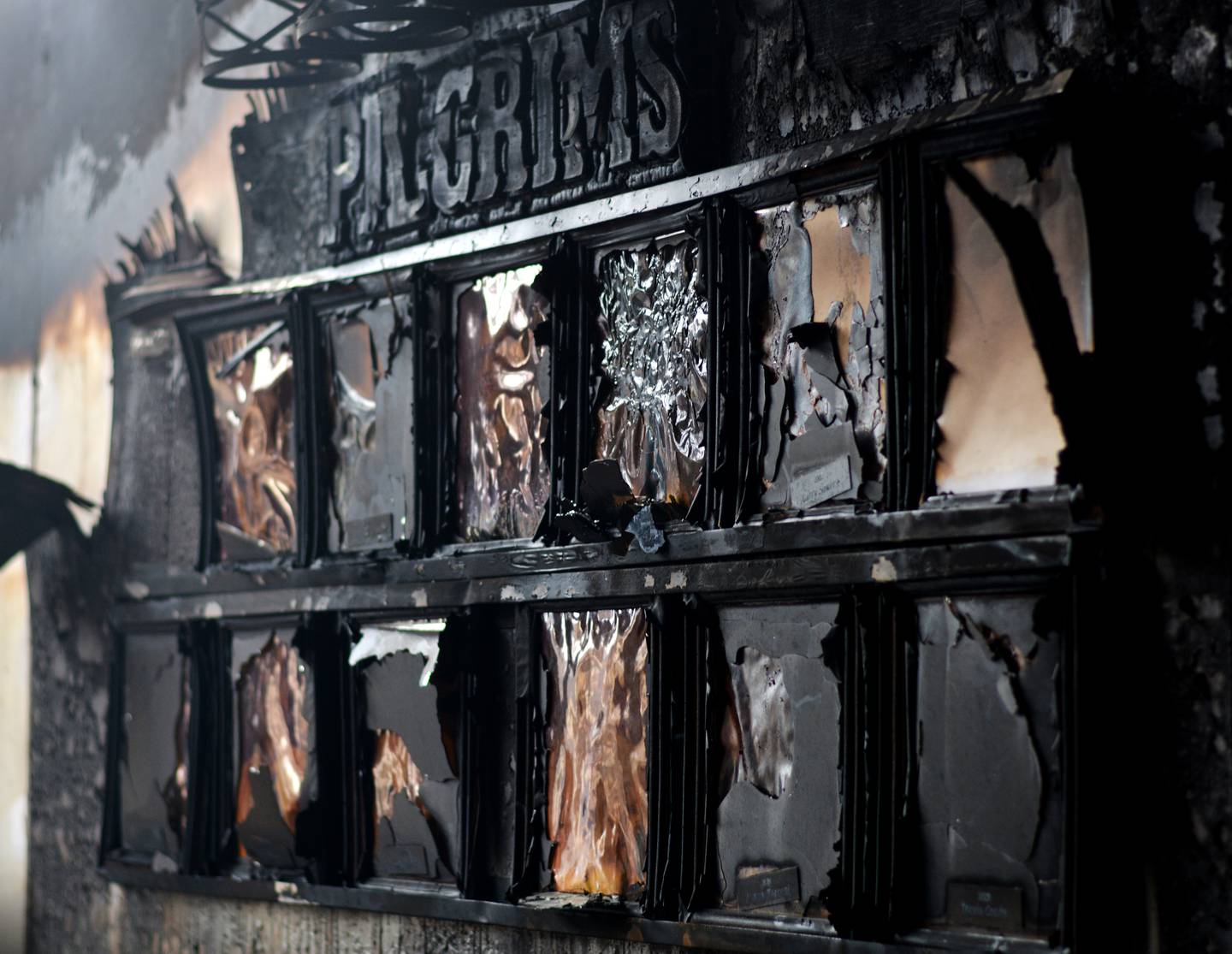Photographs of Newton Moose Lodge pilgrims are destroyed in a fire. The Newton-based fraternal society building caught fire the night of April 13.