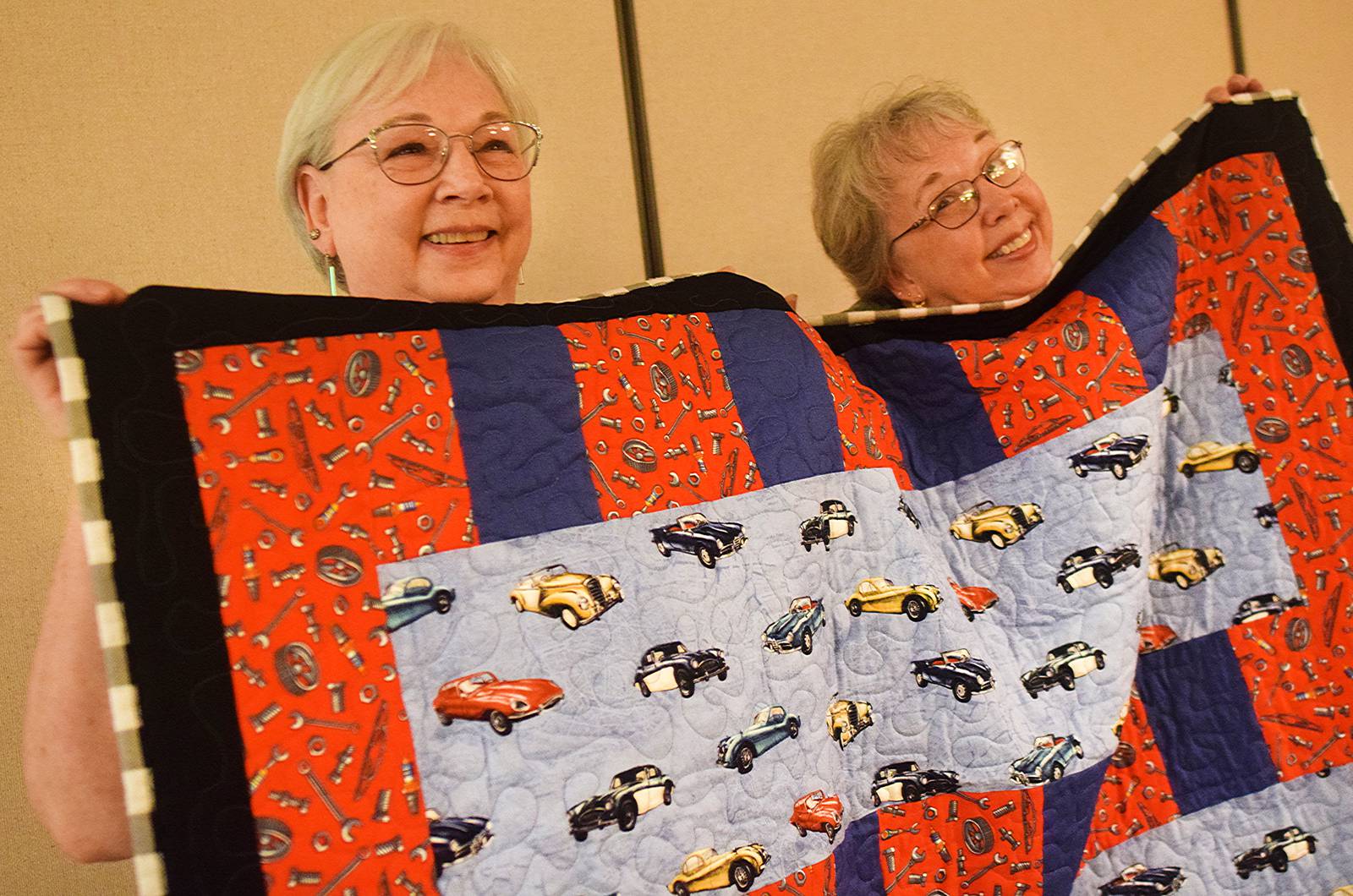 Members of Newton quilt club say their past president is still giving
