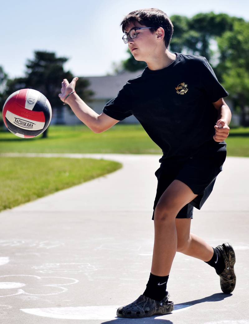 Eighth-grade students at Berg Middle School celebrate their last day as middle schoolers on May 26 by participating in carnival activities.