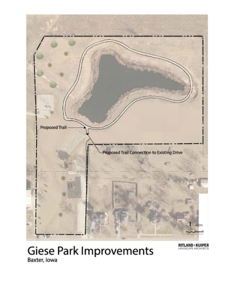 Baxter is working to create a walking trial around the pond at Giese Park. The pond will also get an upgrade due to a REAP grant to dredge the water, expand the size and add fish.