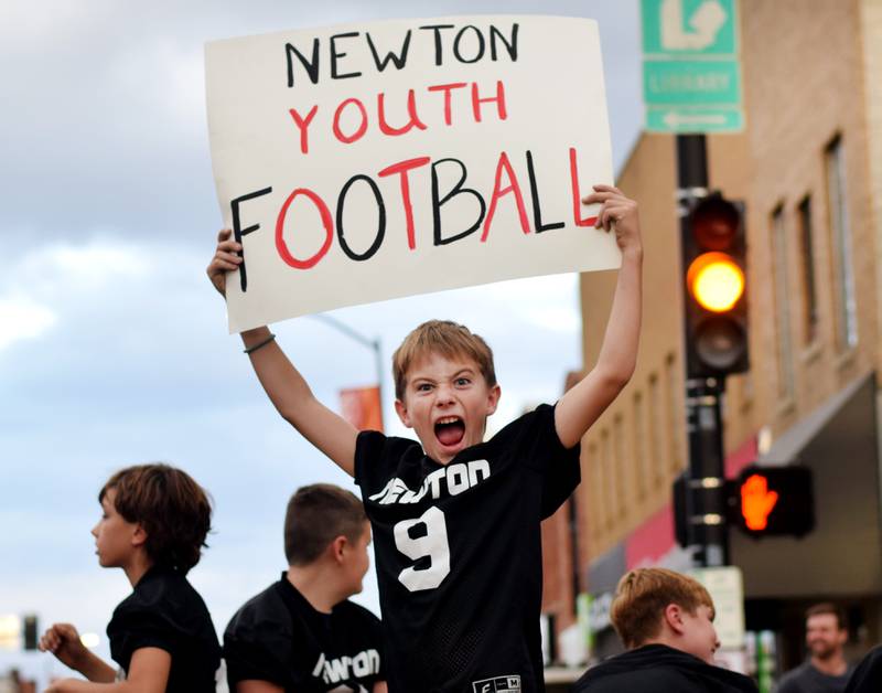 Newton High School holds its Homecoming Parade on Sept. 19 in downtown Newton. In addition to showing off Homecoming King Zane Munger and Homecoming Queen MeLayna Budinich, the event served as a community pep rally led by the cheerleaders, the Newton Pacesetters and varsity football team.