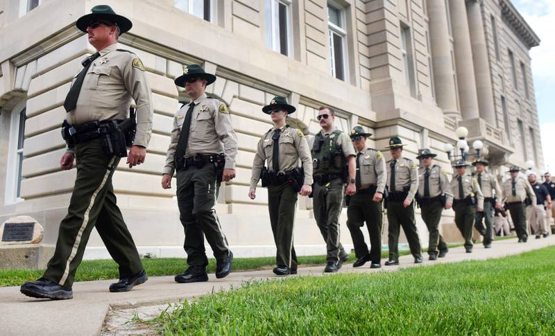 Representatives from all local law enforcement agencies participated in the Jasper County Law Enforcement Memorial service May 18 on the north side of the county courthouse in Newton. Officials from law enforcement agencies, the mayor of Newton and the police department's chaplain gave speeches during the ceremony.