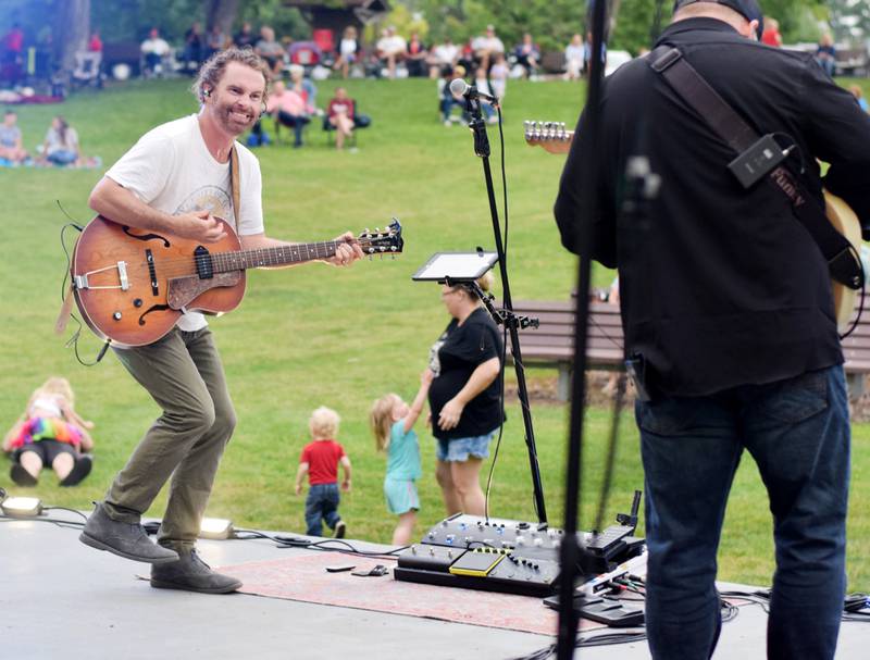 Damon Dotson, a Des Moines-based musician, performs the Maytag Bowl during the last night of Newton Fest on Saturday, June 10 at Maytag Park.