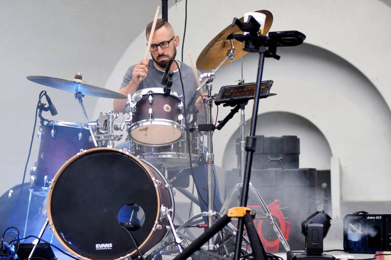 Damon Dotson, a Des Moines-based musician, performs the Maytag Bowl during the last night of Newton Fest on Saturday, June 10 at Maytag Park.