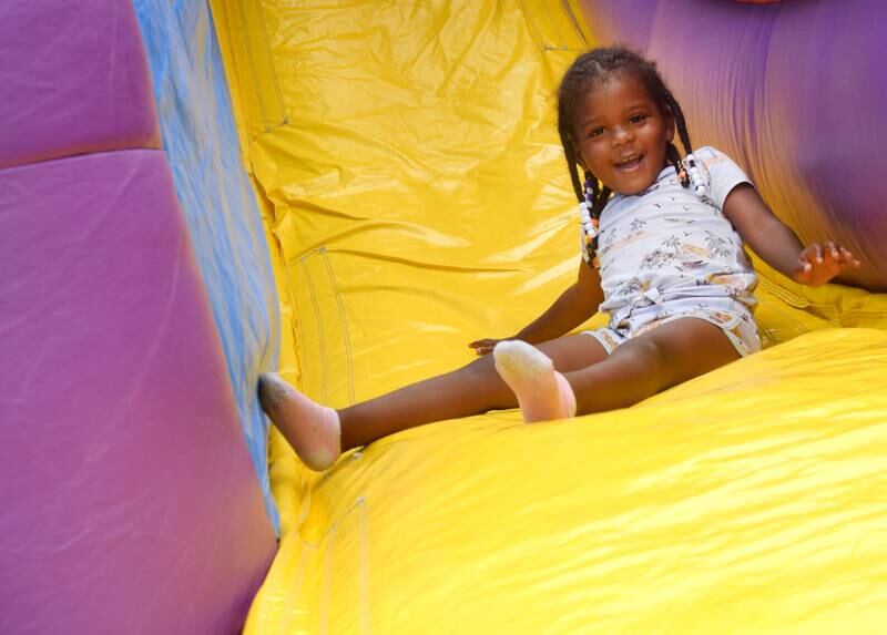 Kids enjoy all the games and activities available in the Fun Zone of Newton Fest on Saturday, June 10 at Maytag Park.