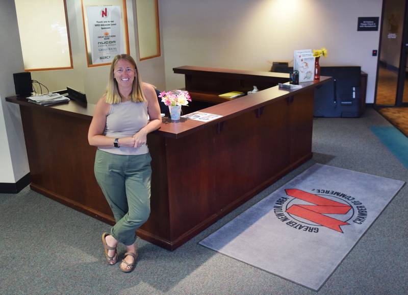 Amanda Price, executive director of the Greater Newton Area Chamber of Commerce, stands in her new office at Legacy Plaza, located at 403 W. Fourth St. N. Suite 101 in Newton.