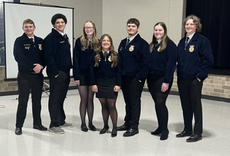 Newly elected officers from left: Tate Carlson, Jashawn Flemming, Ava VanMaaren, Elise Engle, Gus Engle, Emma Cook and Shane Hostetter.