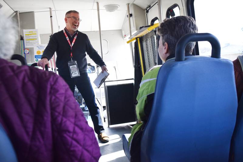 John Lee, a crew member and tour guide of Tour Newton, shares information about various sites around town. The tours showcase all that Newton has to offer, including businesses, school-related facilities, parks and other recreational areas of the city.