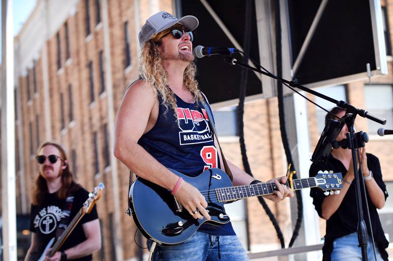 Sean Feucht performs during the inaugural Fierce Faith Music Worship Fest on June 19 in downtown Newton.