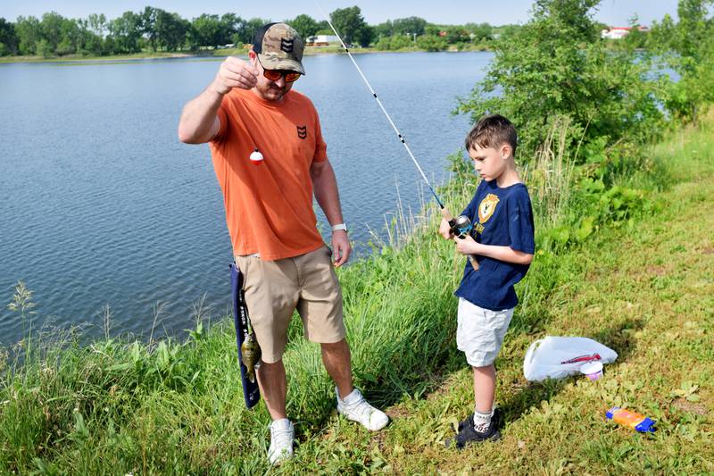 Young anglers catch bluegills and bass (and sometimes softshell turtles) during the Youth Fishing Derby on June 3 at Quarry Springs in Colfax.