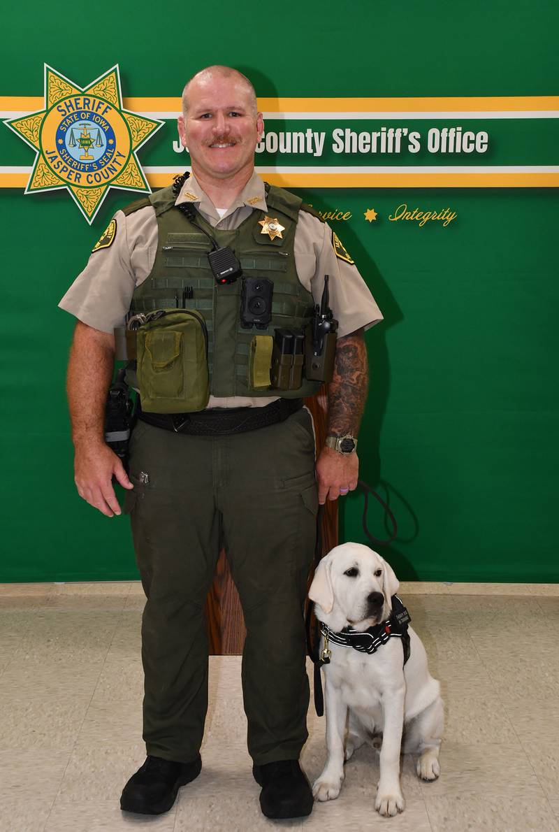 Jasper County Deputy Josh Britton and Johnny Bolt will serve as the school resource officer duo at Baxter Community School District.
