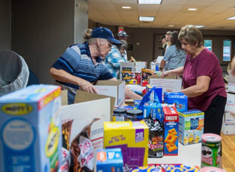 Volunteers from across Jasper County participated to help fill the boxes to be shipped out.