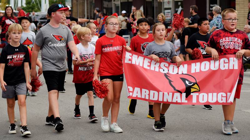 Newton High School holds its Homecoming Parade on Sept. 19 in downtown Newton. In addition to showing off Homecoming King Zane Munger and Homecoming Queen MeLayna Budinich, the event served as a community pep rally led by the cheerleaders, the Newton Pacesetters and varsity football team.