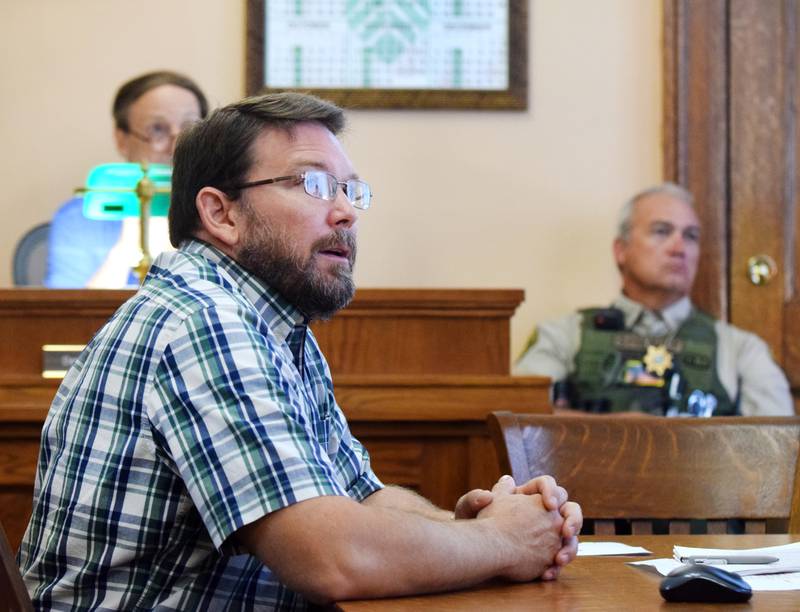 Jasper County Engineer Mike Frietsch speaks to the board of supervisors during the Aug. 16 meeting where he shares his new approach to the maintenance and improvements of gravel roads.