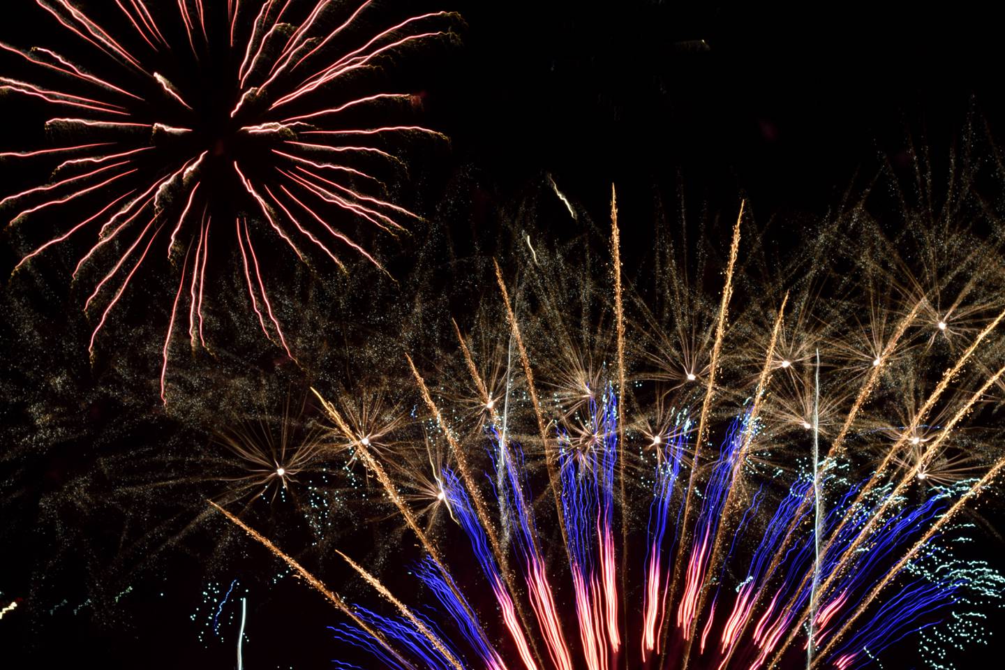 Fireworks light up the Iowa Speedway during the public night on Aug. 2 of the Pyrotechnics Guild International (PGI) convention. The last public night of Thunderstruck Over Iowa Speedway will be held on Aug. 5 and will include live music, food trucks and a 90-minute fireworks display in the infield with the price of admission.