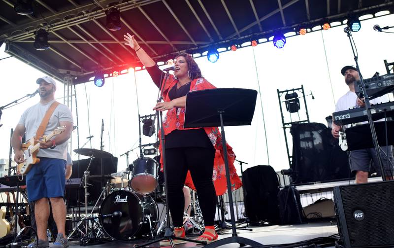 Friday Night Fire performs during the Fierce Faith Music Festival on June 17, 2023, at the green space between DMACC Newton Campus and Legacy Plaza.