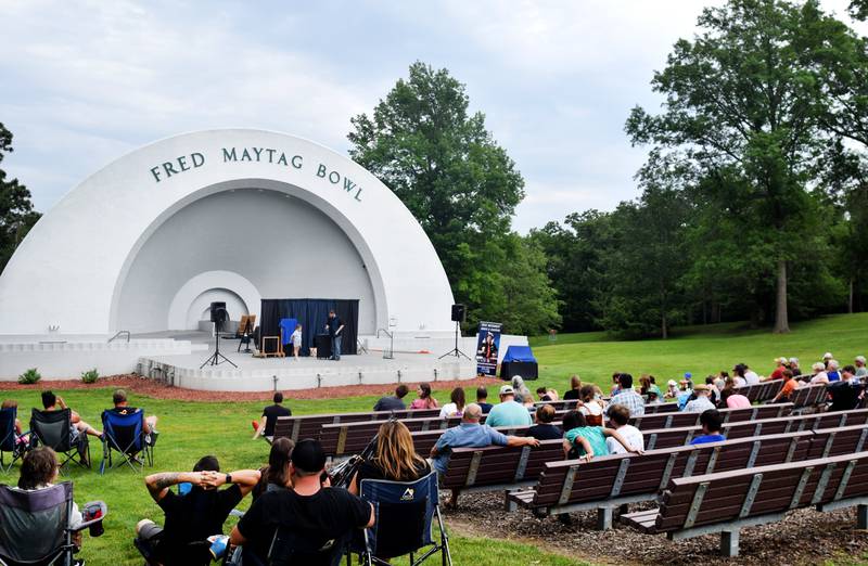 Eric Michaels performs magic and illusions during Newton Fest on Saturday, June 10 at Maytag Park.