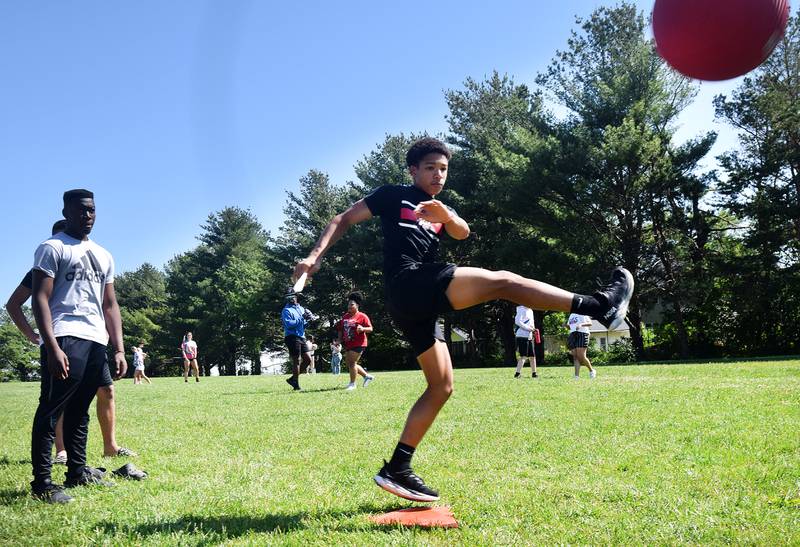 Eighth-grade students at Berg Middle School celebrate their last day as middle schoolers on May 26 by participating in carnival activities.