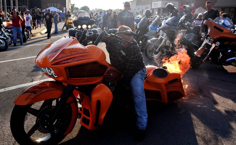 Hundreds upon hundreds of motorcycles flock to the town square for Thunder Nites on June 9 in downtown Newton.