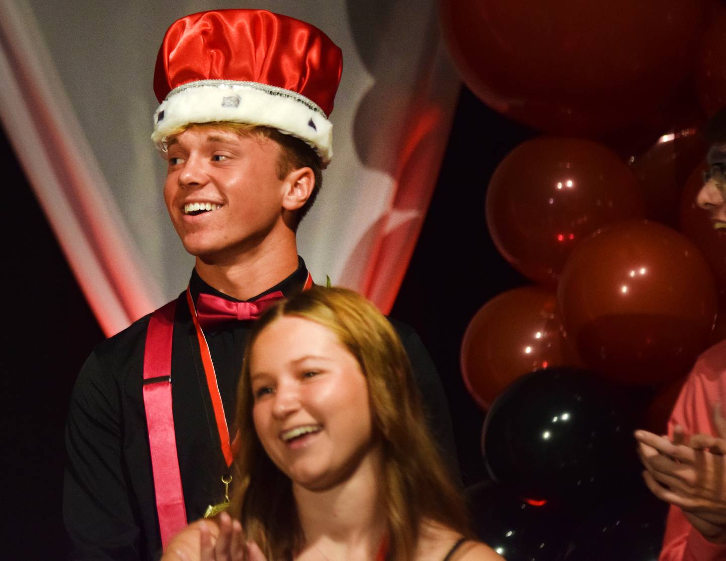 Brody Bauer, a senior at Newton High School, is crowned homecoming king on Sept. 15 during a coronation ceremony.
