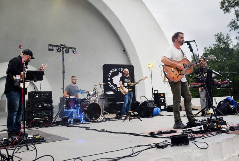 Damon Dotson, a Des Moines-based musician, performs the Maytag Bowl during the last night of Newton Fest on Saturday, June 10 at Maytag Park.