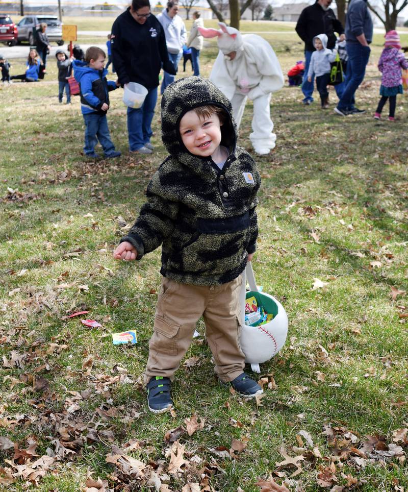 Children participate in the candy throw during the Spring Celebration on April 2 at the Prairie City Community Building.