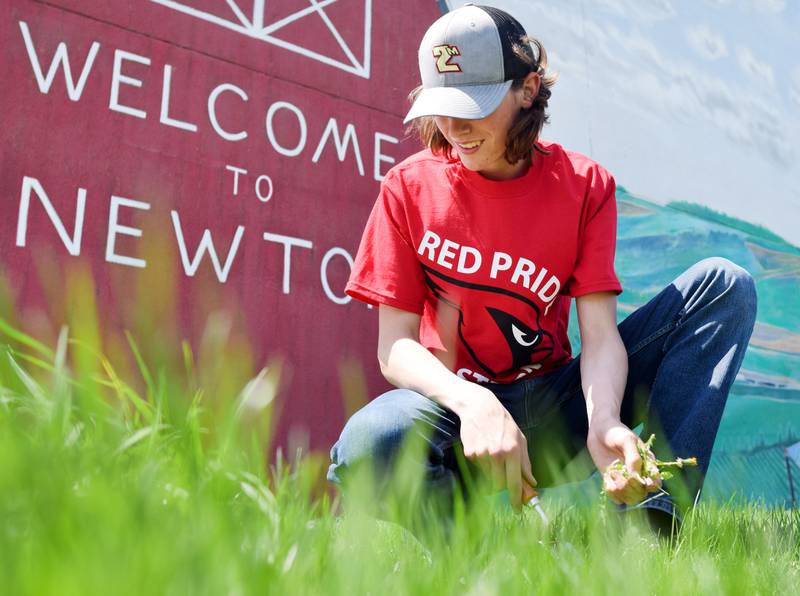 Newton students on May 4 cleared weeds out of Sersland Park during Red Pride Service Day.