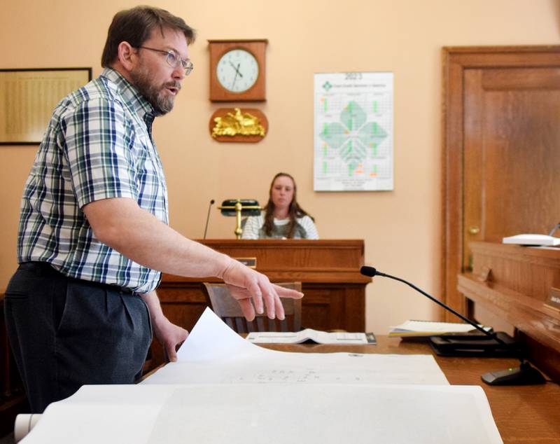Jasper County Engineer Michael Frietsch shows supervisors the updated designs of the Liberty Avenue Yard during a past work session.