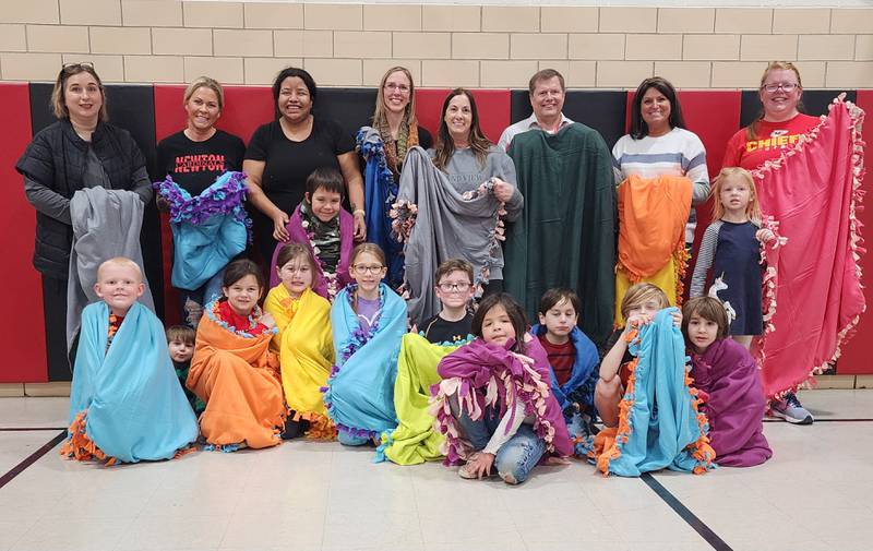 Woodrow Wilson Elementary staff, students and PTA families made tie-blankets to donate to Open Arms, a mission supporting vulnerable children and families within Jasper County.