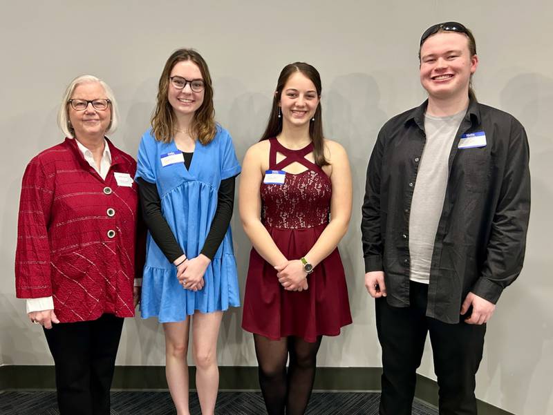 DAR Good Citizens 2024: DAR Good Citizens chair, Barb Lease; DAR Good Citizen winners, Camryn McLeod, Cassidy Smith, and William Brown. Not pictured: Jack Erselius.