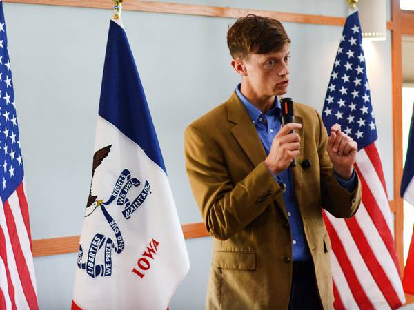Rob Sand confronts industrial ag and water quality issues at Newton town hall