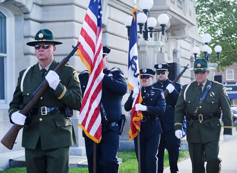 Local law enforcement participate in the National Police Week Ceremony on May 15 at the Jasper County Courthouse in Newton. Community members attended the event to honor the six officers who had made the ultimate sacrifice.