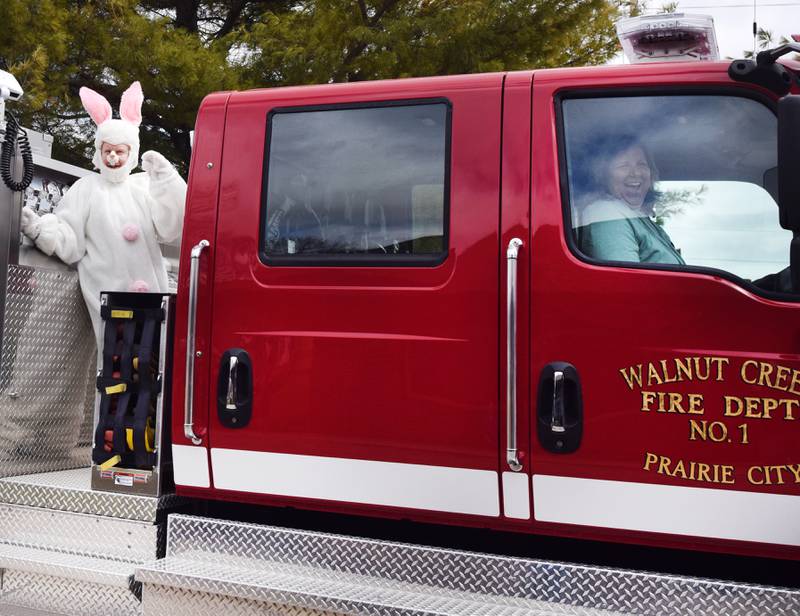 The Easter Bunny greets kids and families during the Spring Celebration on April 2 at the Prairie City Community Building.
