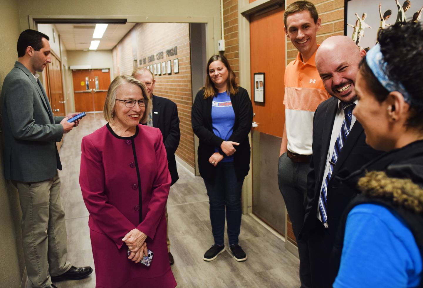 U.S. Rep. Mariannette Miller-Meeks on Feb. 26 receives a tour of the Newton YMCA Early Learning Center.