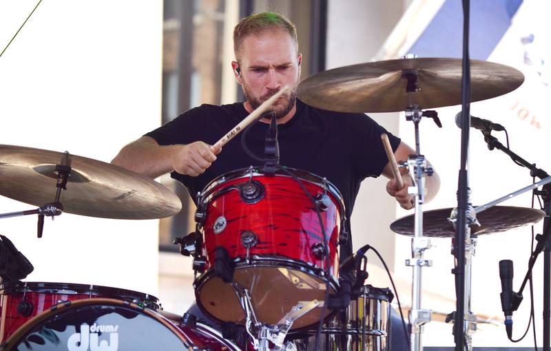 Sean Feucht performs during the inaugural Fierce Faith Music Worship Fest on June 19 in downtown Newton.