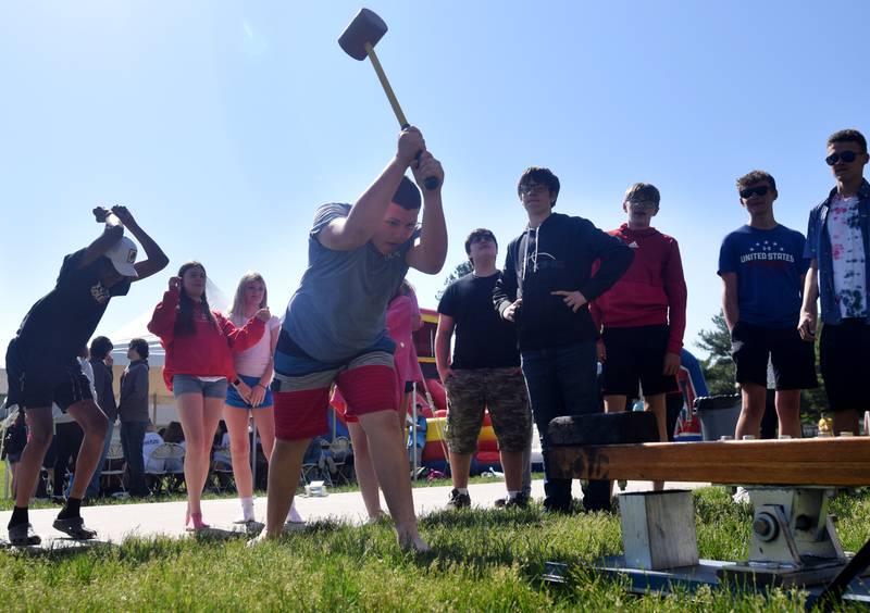Eighth-grade students at Berg Middle School celebrate their last day as middle schoolers on May 26 by participating in carnival activities.