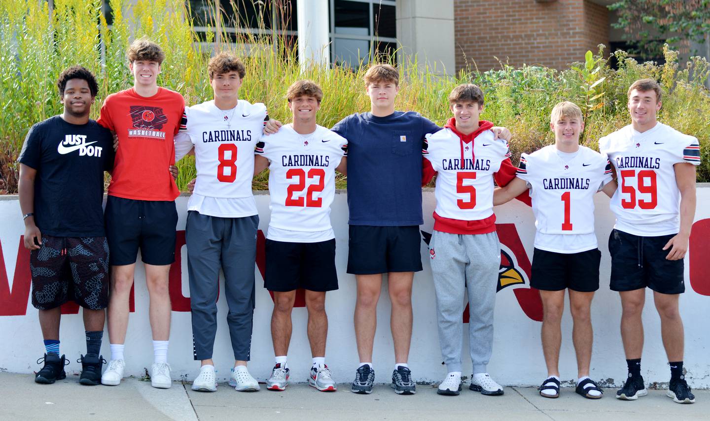 From left: Deshawn Boclaire, Tyler Thompson, Finnegan Martin, Micah Mattes, Wyatt Sterling, Caden Klein, Nick Thomason and Koltt Ahn.